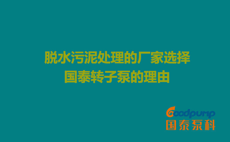 脫水污泥處理的廠家選擇國泰轉子泵的理由